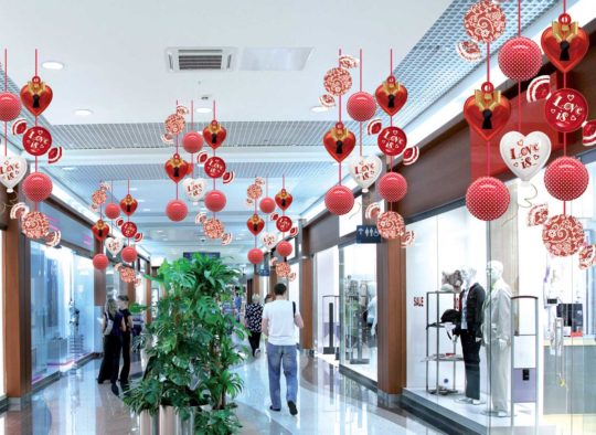 Décoration Saint-Valentin pour Centre Commercial